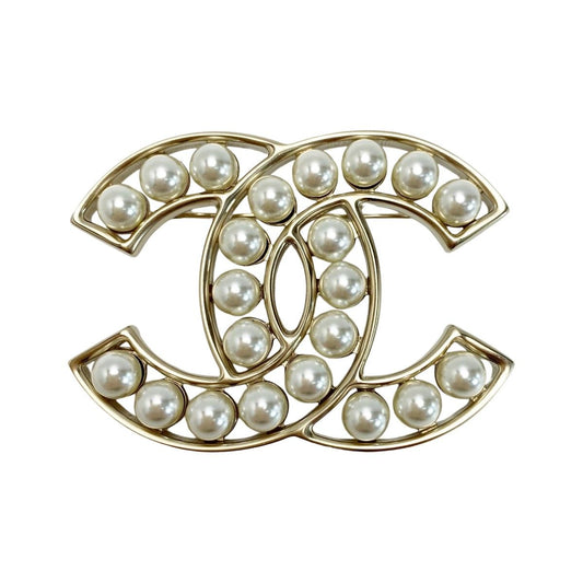 Chanel Cocomark Brooch A64978 Gold Fake Pearl