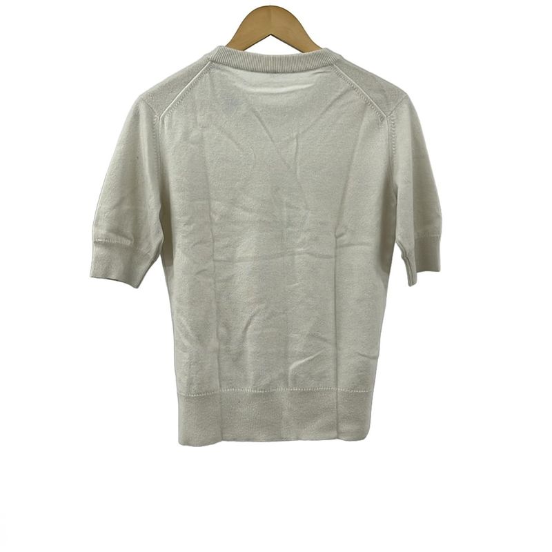 Hermes Short Sleeved Sweater Size 40 M Women's Excellent Condition - Ivory