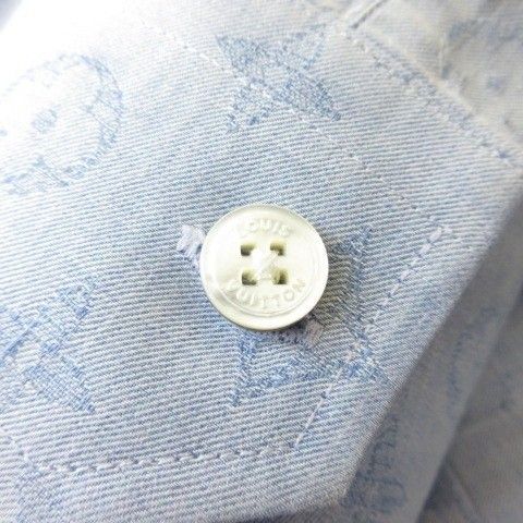 Louis Vuitton Monogram Denim Shirt Long Sleeves All Over Pattern Blue S