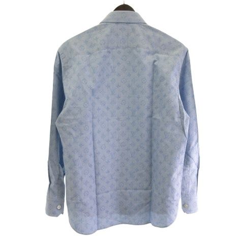 Louis Vuitton Monogram Denim Shirt Long Sleeves All Over Pattern Blue S