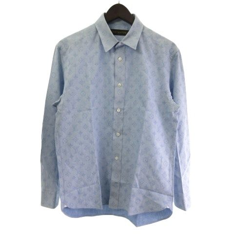 Louis Vuitton Monogram Denim Shirt Long Sleeves All Over Pattern Blue S