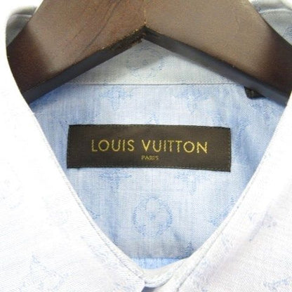 Louis Vuitton Monogram Denim Shirt Long Sleeves All Over Pattern Blue S