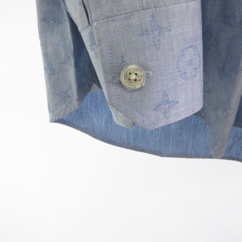 Louis Vuitton Monogram Denim Shirt Long Sleeves All Over Pattern Blue S