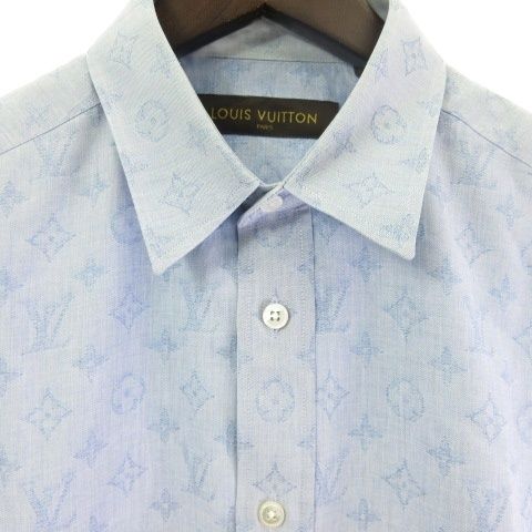 Louis Vuitton Monogram Denim Shirt Long Sleeves All Over Pattern Blue S