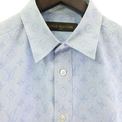Louis Vuitton Monogram Denim Shirt Long Sleeves All Over Pattern Blue S