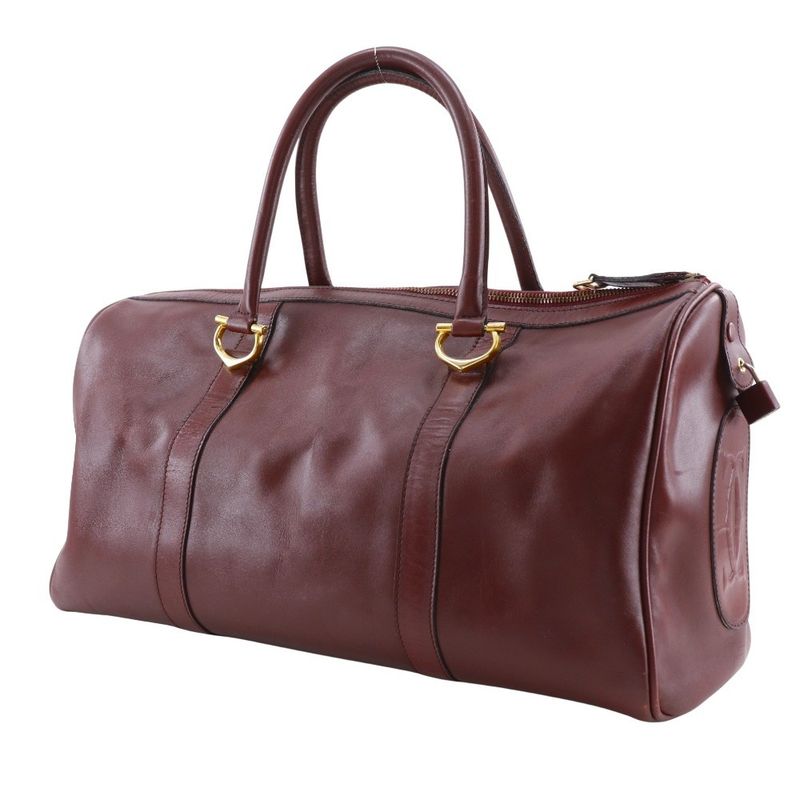 Cartier Must Line Vintage Calf Bordeaux Unisex Boston Bag