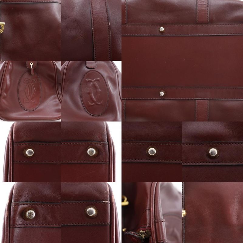 Cartier Must Line Vintage Calf Bordeaux Unisex Boston Bag