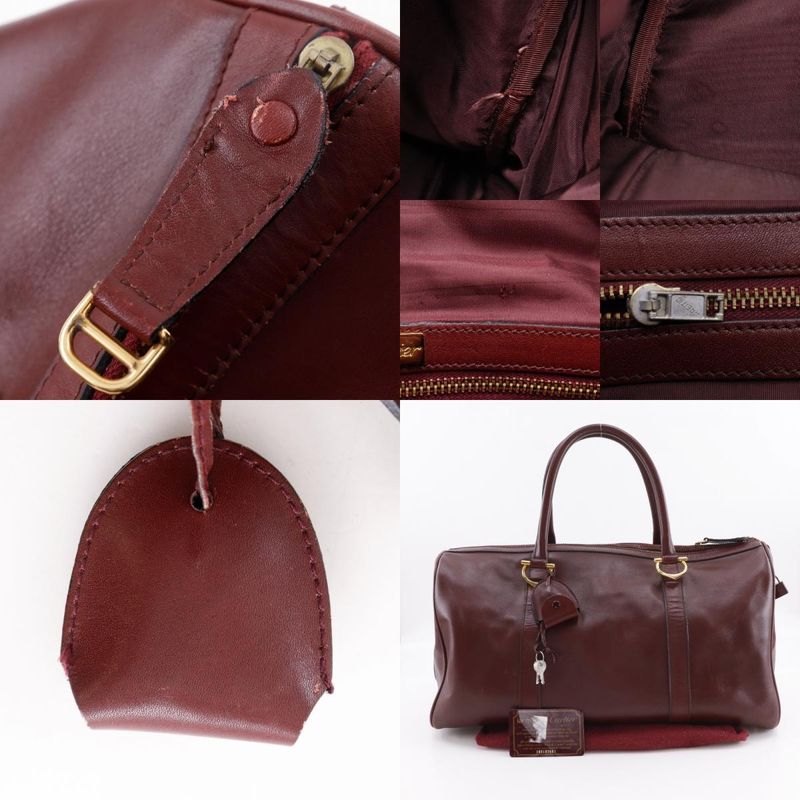 Cartier Must Line Vintage Calf Bordeaux Unisex Boston Bag