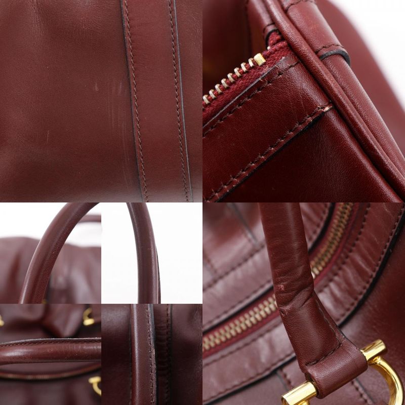 Cartier Must Line Vintage Calf Bordeaux Unisex Boston Bag