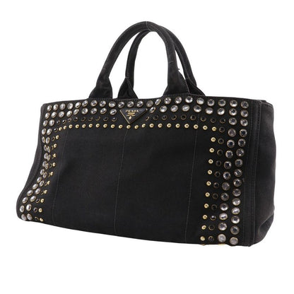 Prada Canapa GM Bijoux Studded Tote Bag B1872o Canvas Nero Black Ladies Handbag