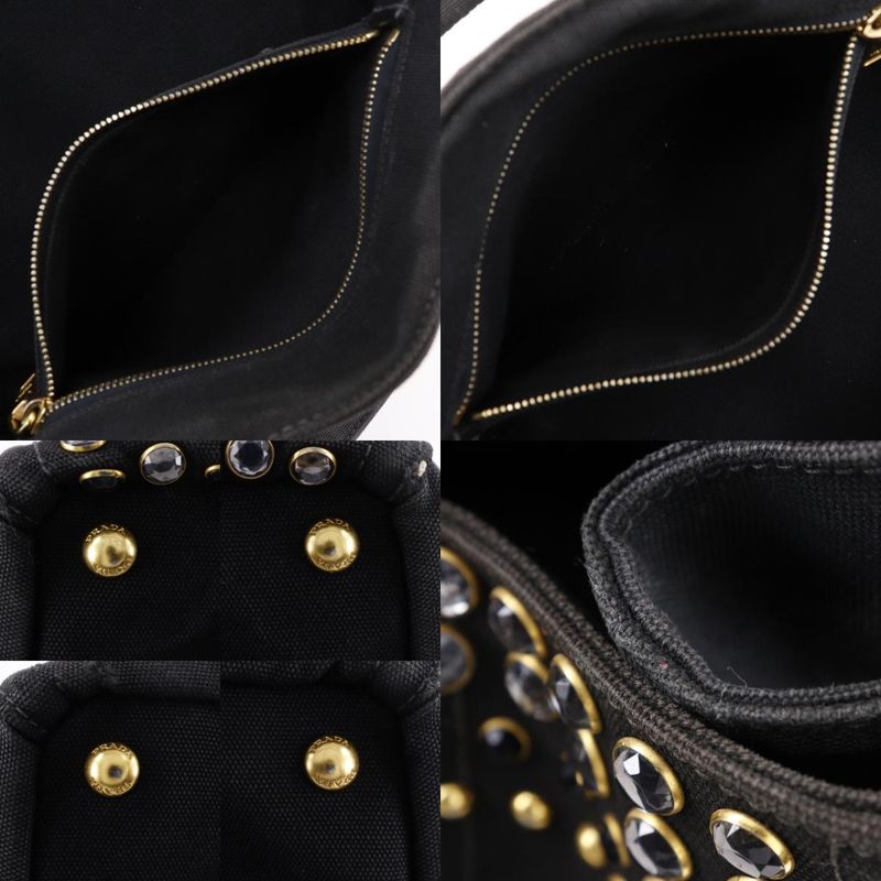 Prada Canapa GM Bijoux Studded Tote Bag B1872o Canvas Nero Black Ladies Handbag