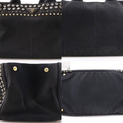 Prada Canapa GM Bijoux Studded Tote Bag B1872o Canvas Nero Black Ladies Handbag