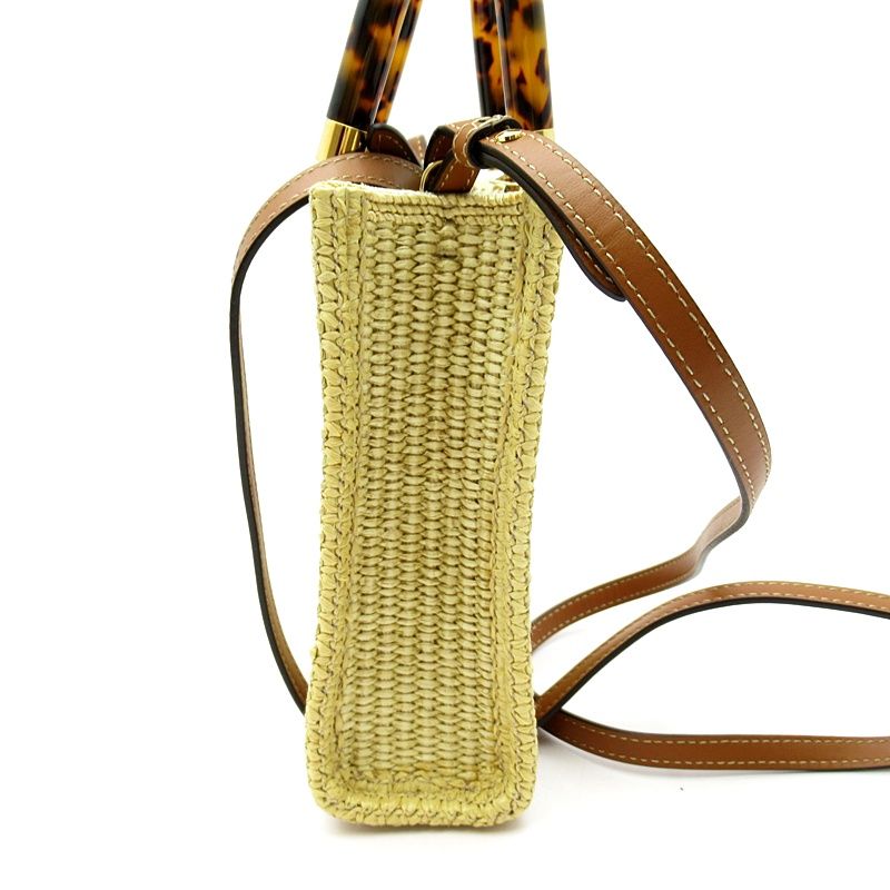 Fendi Sunshine Shopper Mini 2way Handbag 8bs051anws F1lmm Raffia Leather Women