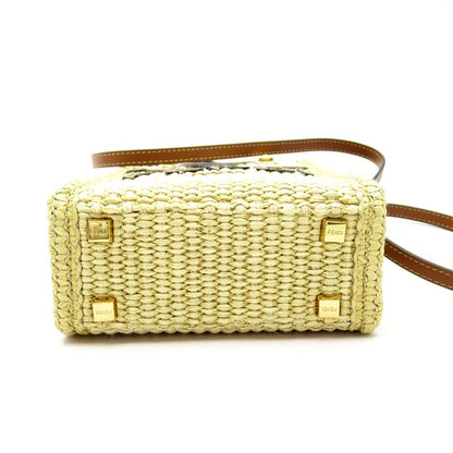 Fendi Sunshine Shopper Mini 2way Handbag 8bs051anws F1lmm Raffia Leather Women