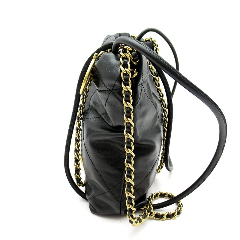 Chanel 22 Mini Shoulder Bag As3980 B19059 94305 Shiny Calf Women's Shawl