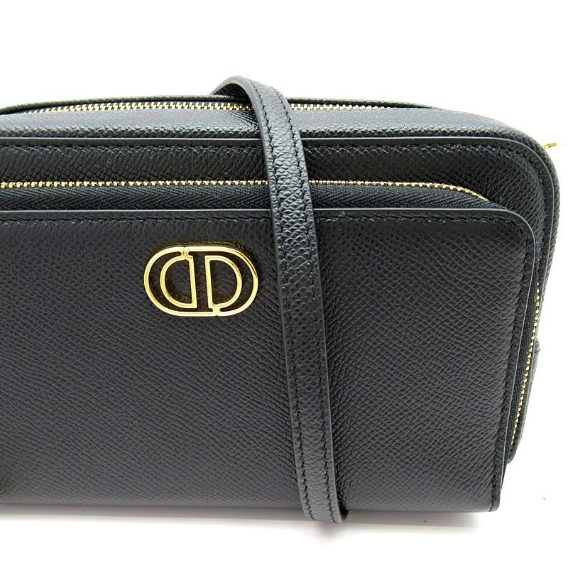 Dior Caro Double Pouch Shoulder Bag S7431ubae Calf Women's Shoulder Bag Black