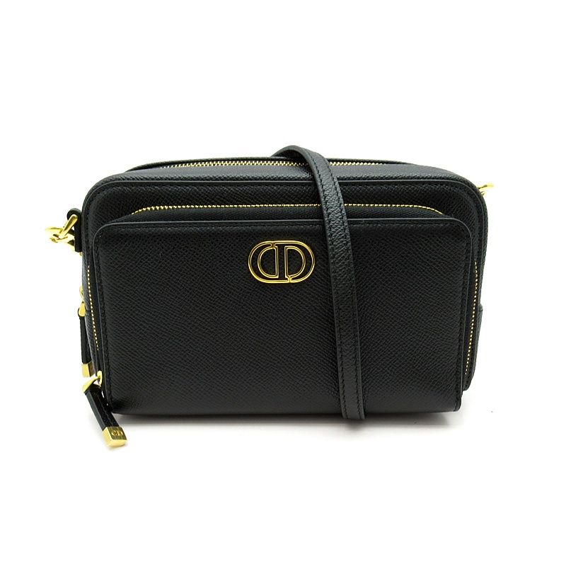 Dior Caro Double Pouch Shoulder Bag S7431ubae Calf Women's Shoulder Bag Black