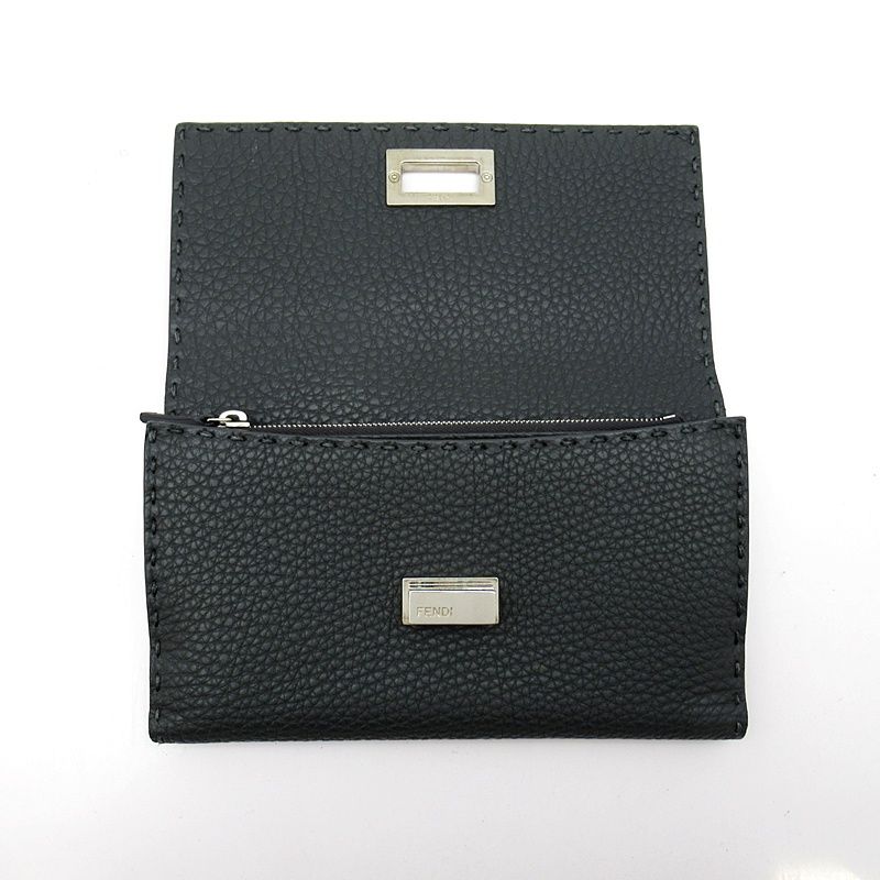 Fendi Peekaboo Selleria W Hook Long Wallet 8m0308 Qzy F0jgz Leather Women Gray