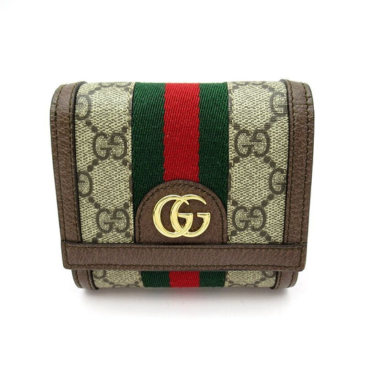 Gucci Ophidia Compact Wallet 598662 96iwg 8745 GG Supreme Women Beige