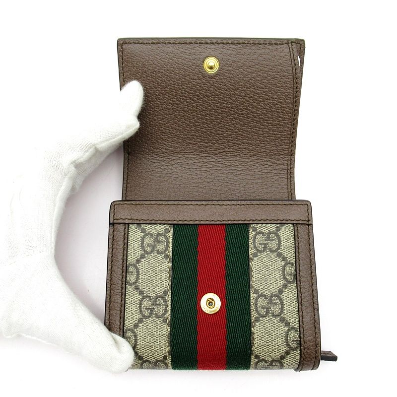 Gucci Ophidia Compact Wallet 598662 96iwg 8745 GG Supreme Women Beige