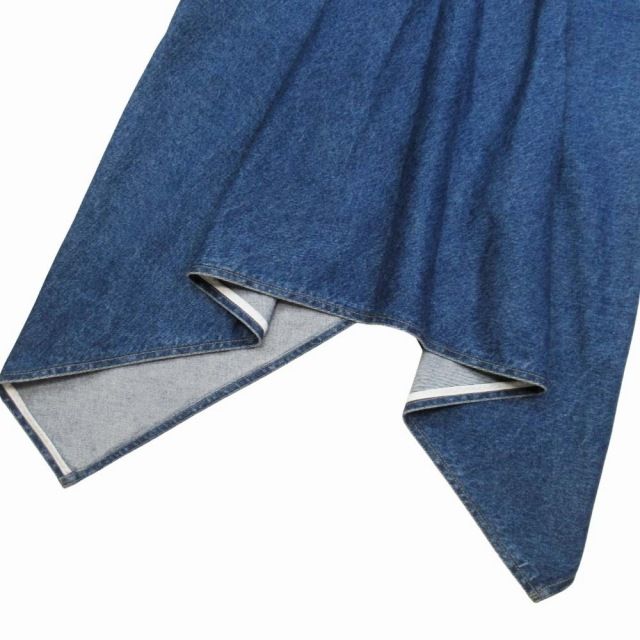 16aw Balenciaga Washed Denim Dress French Sleeve Hemline Long Dress 34 Indigo