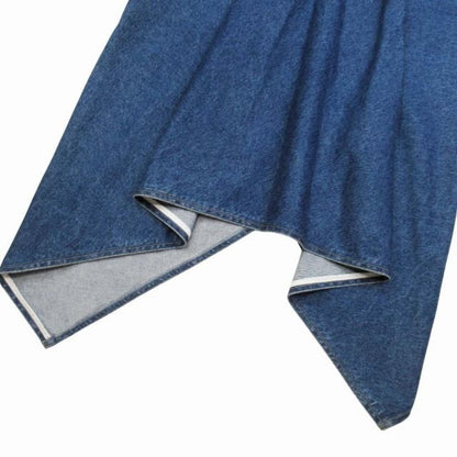 16aw Balenciaga Washed Denim Dress French Sleeve Hemline Long Dress 34 Indigo