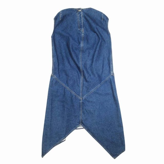 16aw Balenciaga Washed Denim Dress French Sleeve Hemline Long Dress 34 Indigo