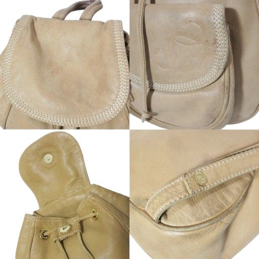 Loewe Anagram Lambskin Backpack Sac Bag Beige X
