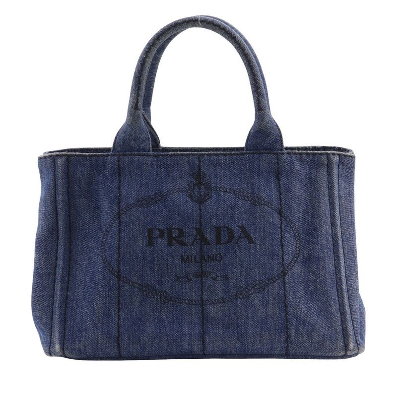 Prada Canapa Tote Bag 1bg439 Denim Blue Ladies Handbag