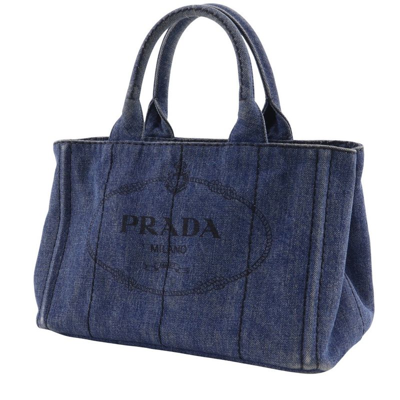 Prada Canapa Tote Bag 1bg439 Denim Blue Ladies Handbag