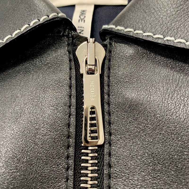 Hermes Outerwear Black Jacket Blouson Leather