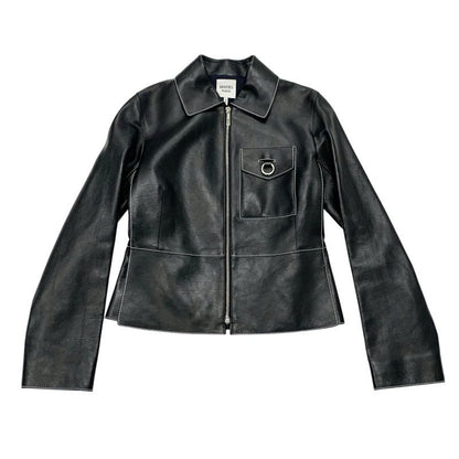 Hermes Outerwear Black Jacket Blouson Leather