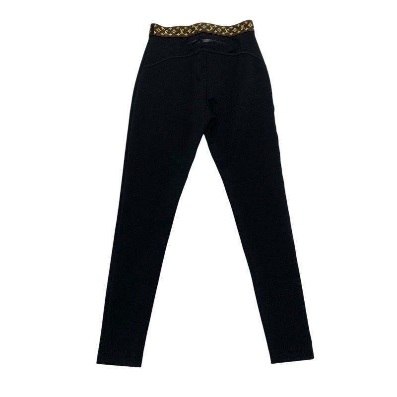 Louis Vuitton Bottoms Nylon Black Brown Leggings With Elastic Belt Monogram