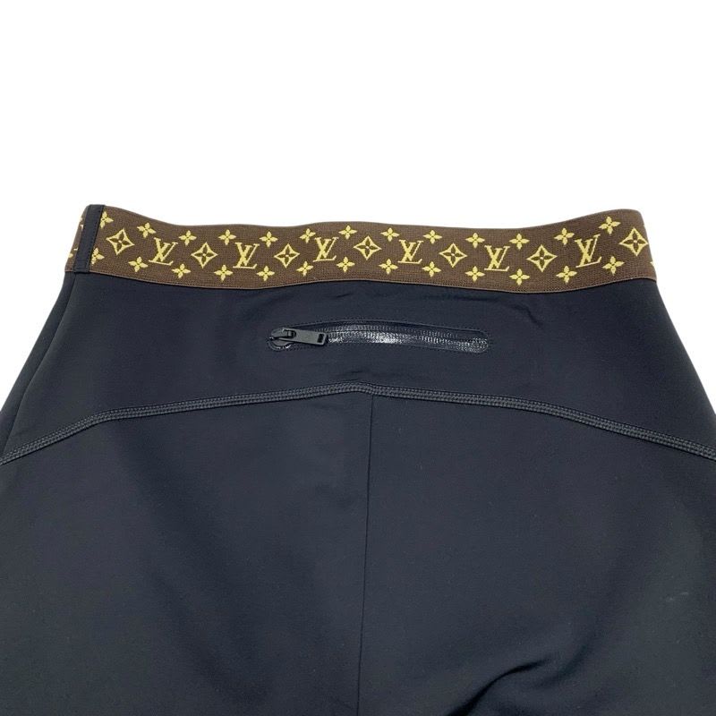 Louis Vuitton Bottoms Nylon Black Brown Leggings With Elastic Belt Monogram