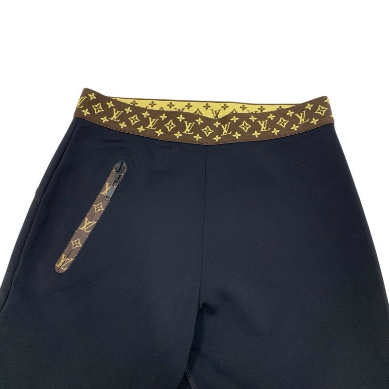 Louis Vuitton Bottoms Nylon Black Brown Leggings With Elastic Belt Monogram