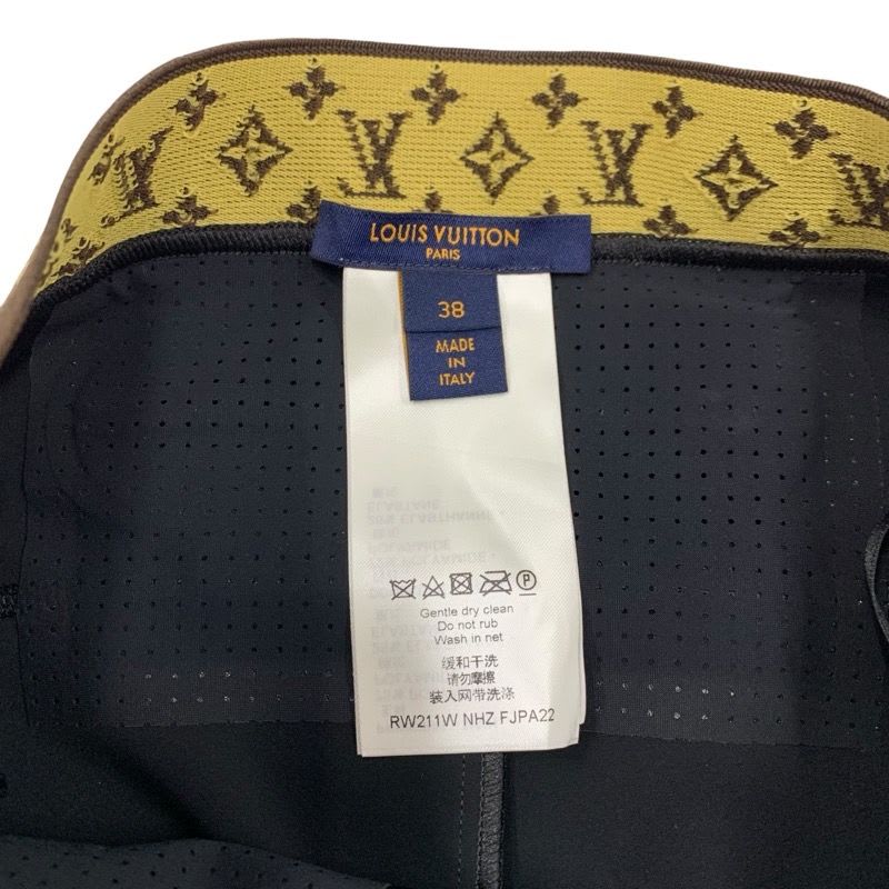Louis Vuitton Bottoms Nylon Black Brown Leggings With Elastic Belt Monogram