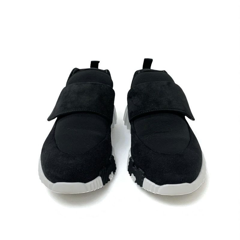 Hermes H Sneakers Shoes Suede Black Velcro