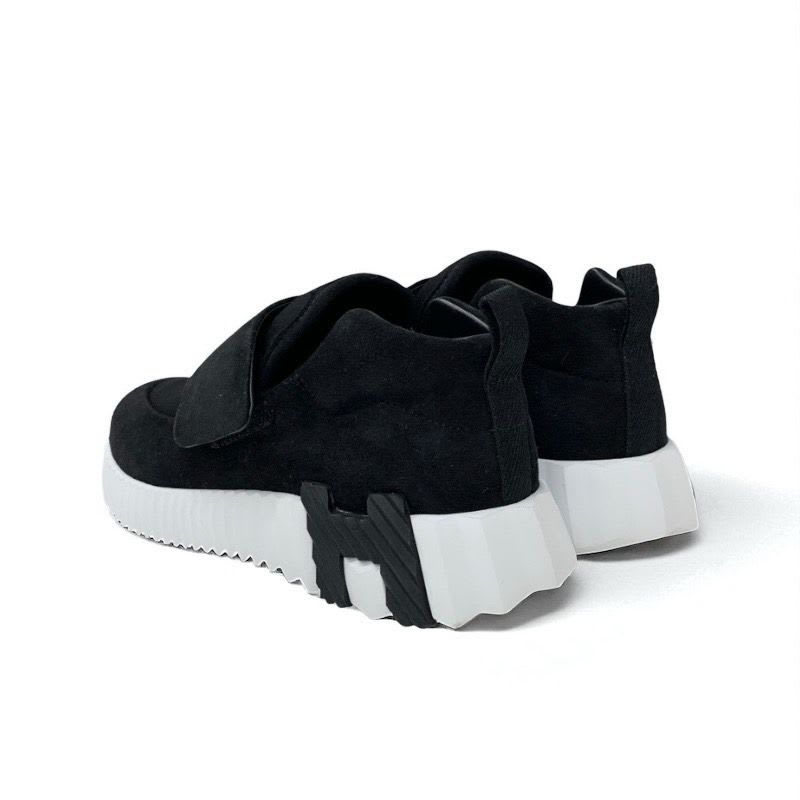 Hermes H Sneakers Shoes Suede Black Velcro
