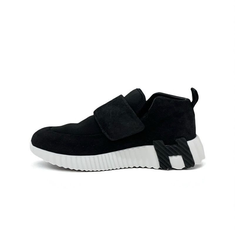 Hermes H Sneakers Shoes Suede Black Velcro