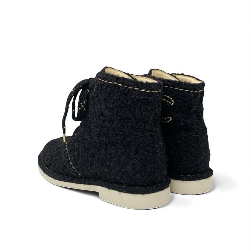 Chanel Boots Short Boots Shoes Tweed Black Gold Black Here Mark Lace Up