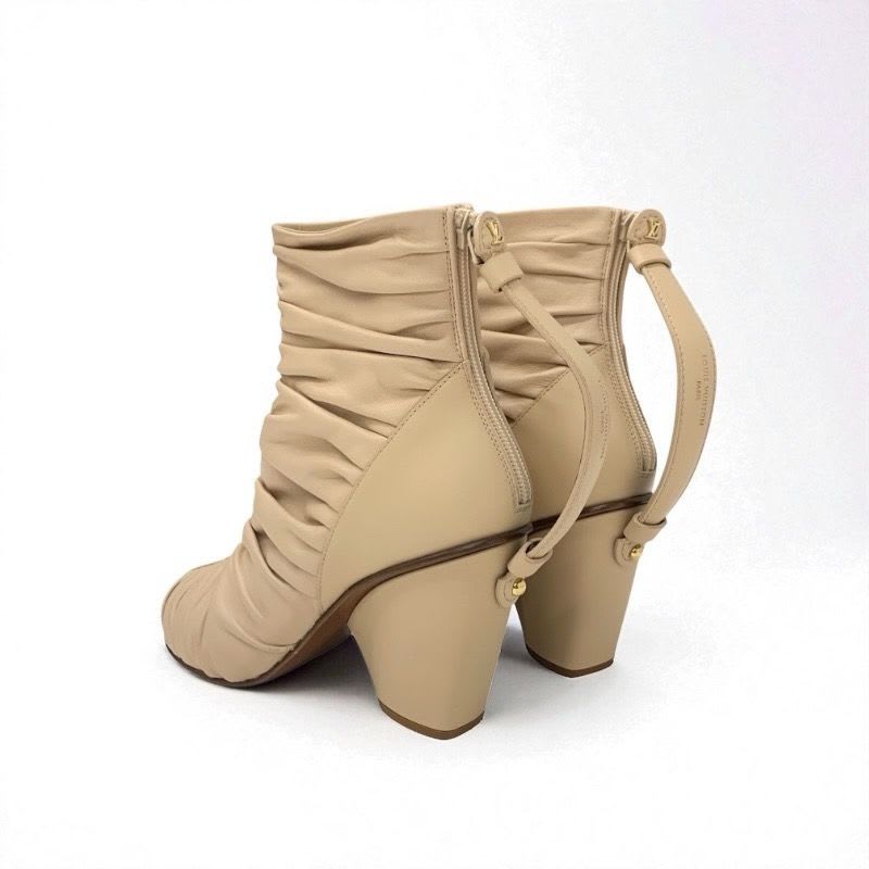 Louis Vuitton Olympia Line Monogram Boots Short Shoes Leather Beige Brown