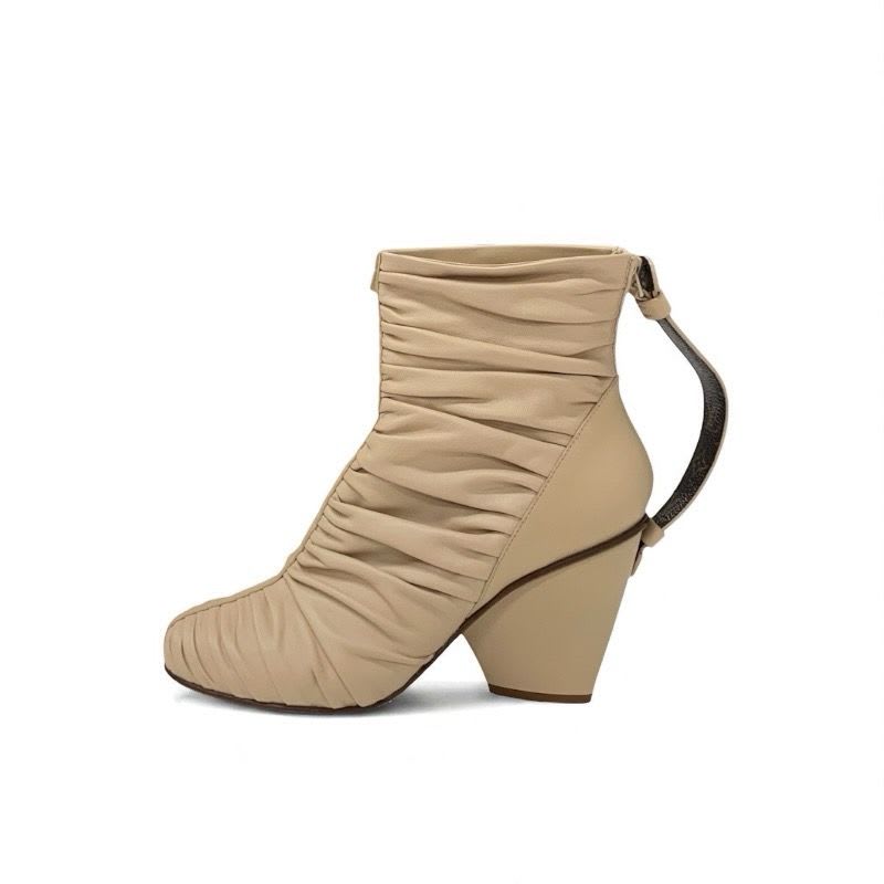 Louis Vuitton Olympia Line Monogram Boots Short Shoes Leather Beige Brown
