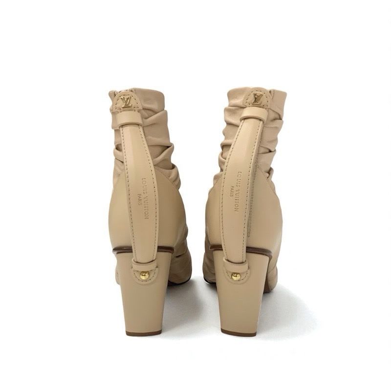 Louis Vuitton Olympia Line Monogram Boots Short Shoes Leather Beige Brown