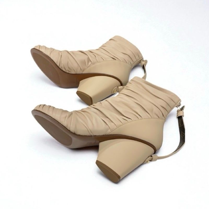Louis Vuitton Olympia Line Monogram Boots Short Shoes Leather Beige Brown