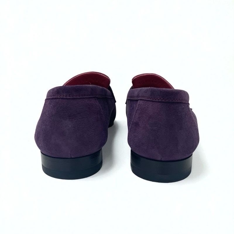 Hermes Royale Loafers Leather Shoes Suede Purple Pink Silver Hhardware Fringe