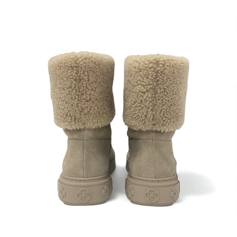 Louis Vuitton Snowdrop Line Monogram Boots Short Shoes Suede Mouton Beige