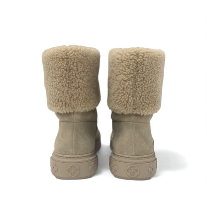 Louis Vuitton Snowdrop Line Monogram Boots Short Shoes Suede Mouton Beige