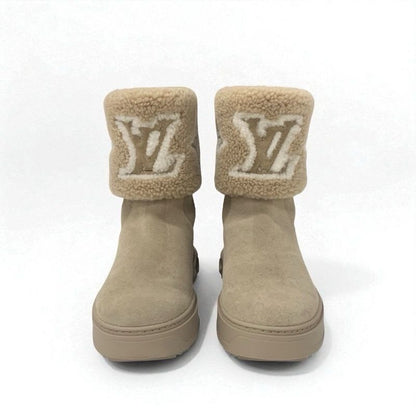 Louis Vuitton Snowdrop Line Monogram Boots Short Shoes Suede Mouton Beige