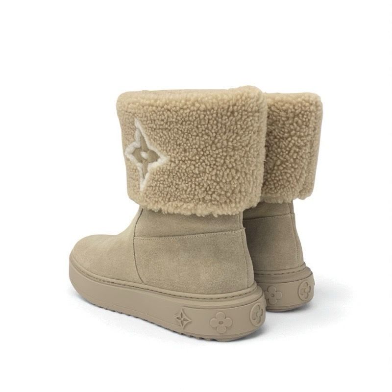 Louis Vuitton Snowdrop Line Monogram Boots Short Shoes Suede Mouton Beige