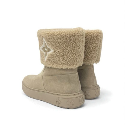 Louis Vuitton Snowdrop Line Monogram Boots Short Shoes Suede Mouton Beige